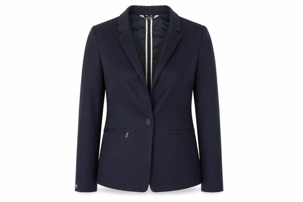 Front view of Next women’s blue jacket blazer, size UK 10, button