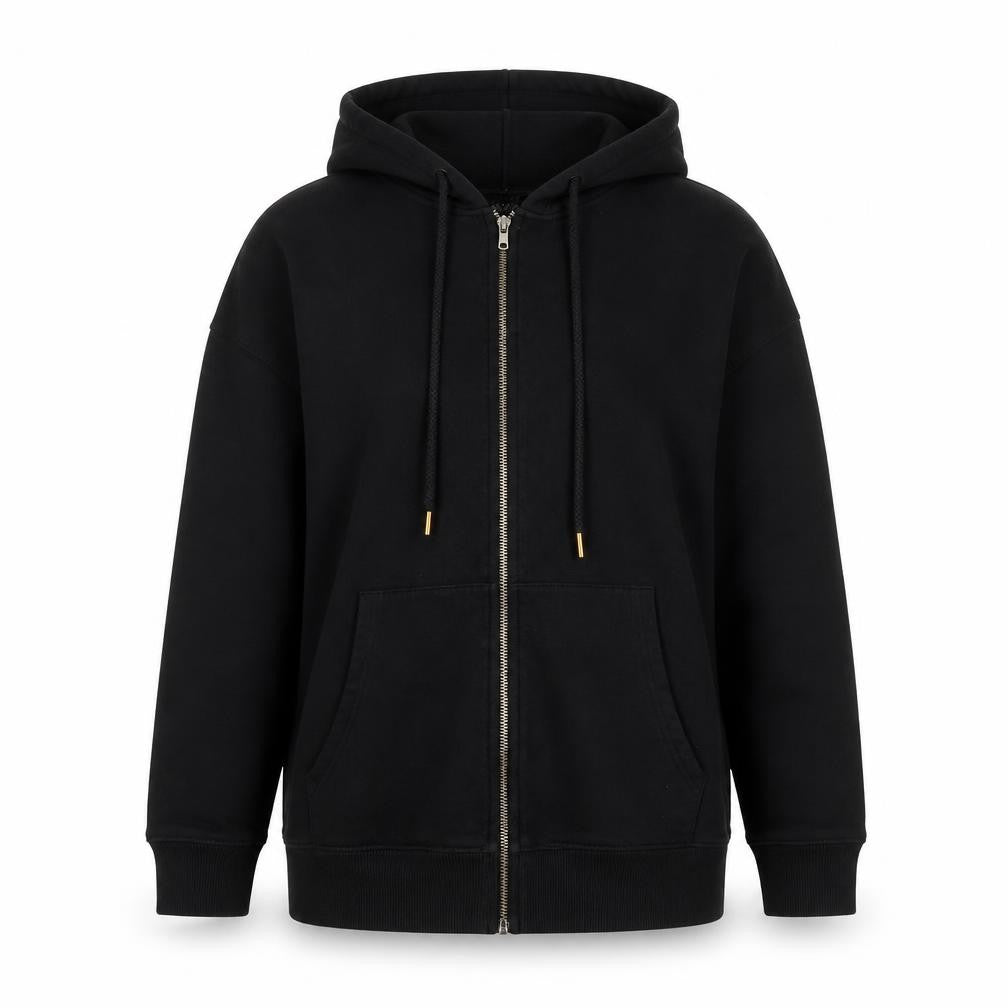 Front view of Very women’s black jacket, size UK 12, zip