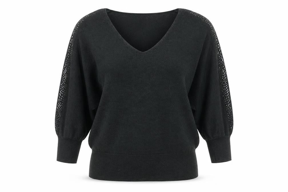 Front view of Next women’s green v-neck viscose jumper, size UK 12