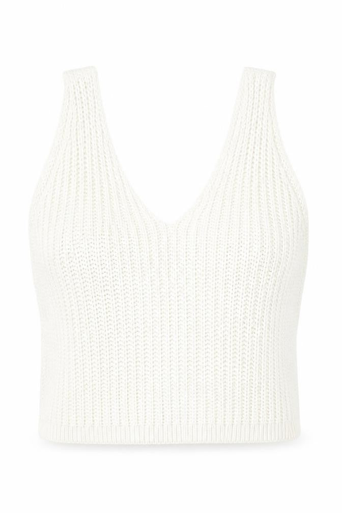 New Look Womens Beige V-Neck  Acrylic Vest Jumper Size M