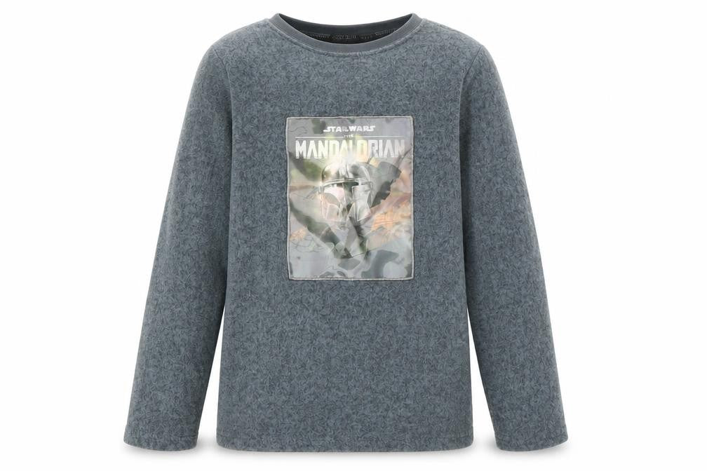 Front view of Primark boys’ grey solid polyester pyjama top, size 9-10, years - star wars