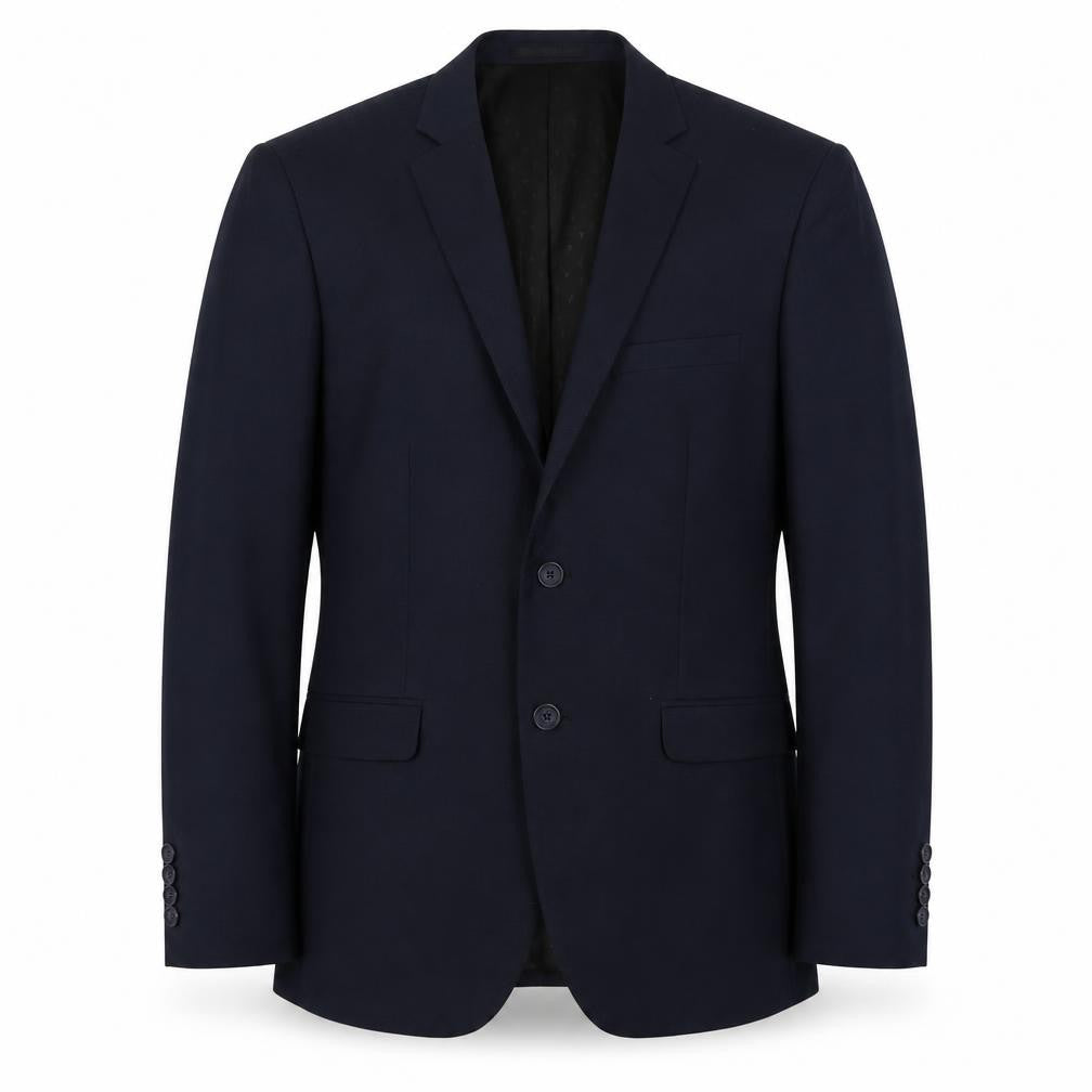Front view of My Very men’s blue polyester jacket suit jacket, size 38