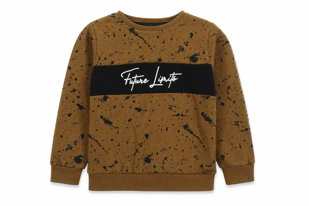 Front view of George boys’ brown cotton pullover sweatshirt, size 4-5, years pullover
