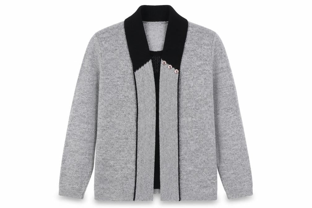 Envy Womens Grey V-Neck  Acrylic Cardigan Jumper Size M