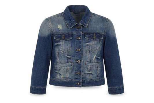Front view of Primark women’s blue jacket, size UK 10, button
