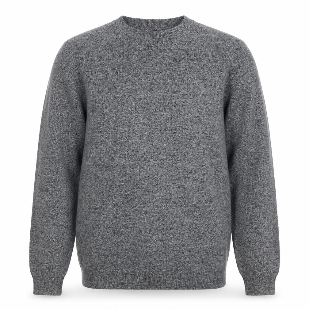 Front view of Topman men’s grey round neck cotton jumper, size S