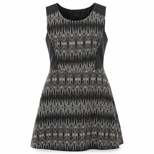 Javier Simorra Womens Brown  Cotton Fit & Flare  Size 14  Round Neck