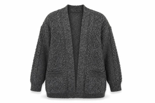 Front view of Primark women’s grey v-neck polyester jumper, size M