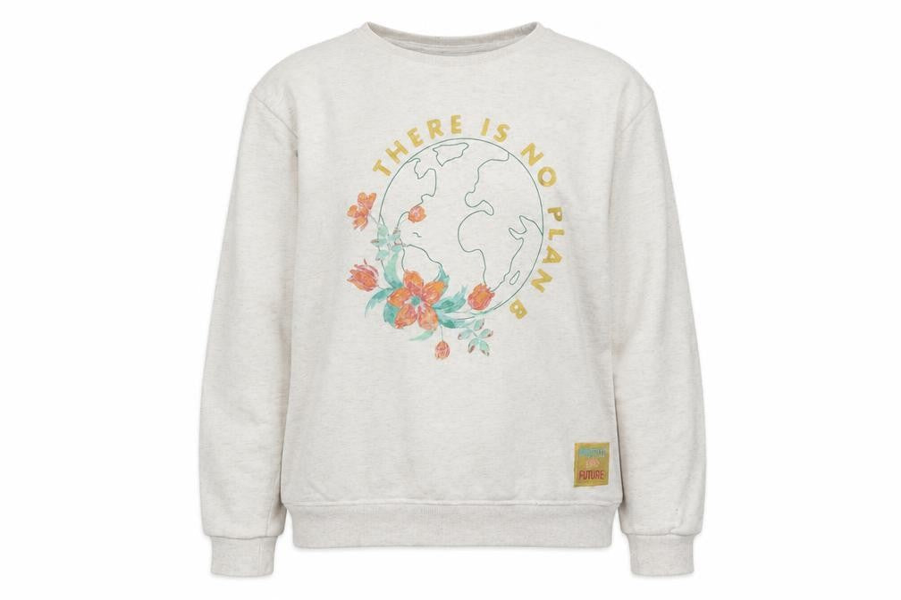 Front view of Primark girls’ beige cotton pullover sweatshirt, size 13-14, years