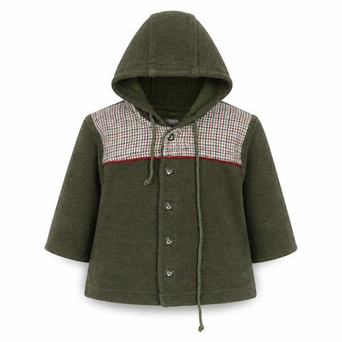 Kanz Girls Green Plaid Cotton Cardigan Jumper Size 6-9 Months  Button
