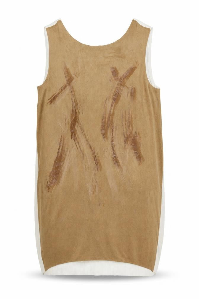 Front view of Giorgia & Johns women’s brown polyester basic tank, size L, round neck