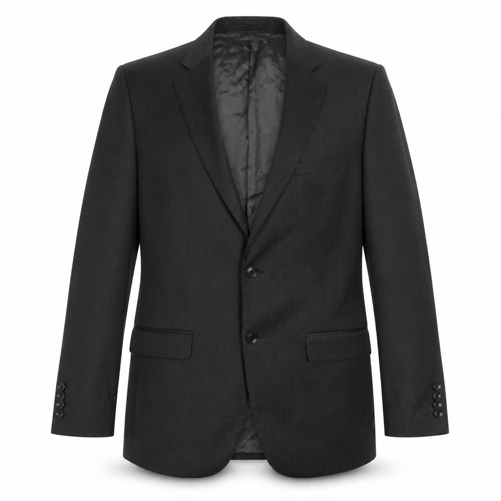 Front view of Zara men’s grey striped wool jacket suit jacket, size 40