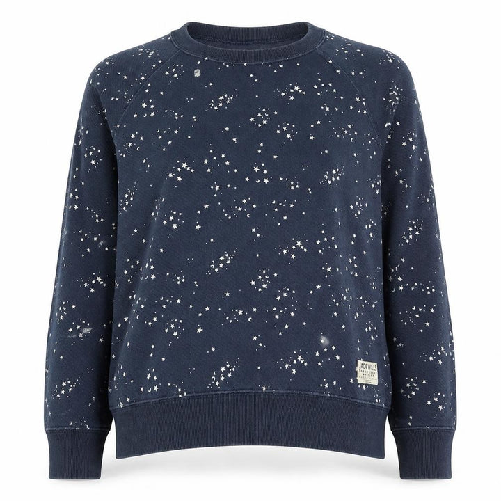 Jack Wills Womens Blue Boat Neck Geometric Cotton Pullover Jumper Size XS