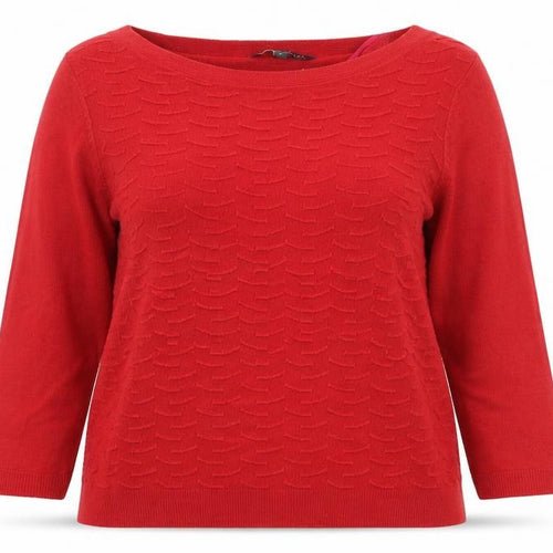 Love Knitwear Womens Red Boat Neck Geometric Acrylic Pullover Jumper Size 16   - BHS