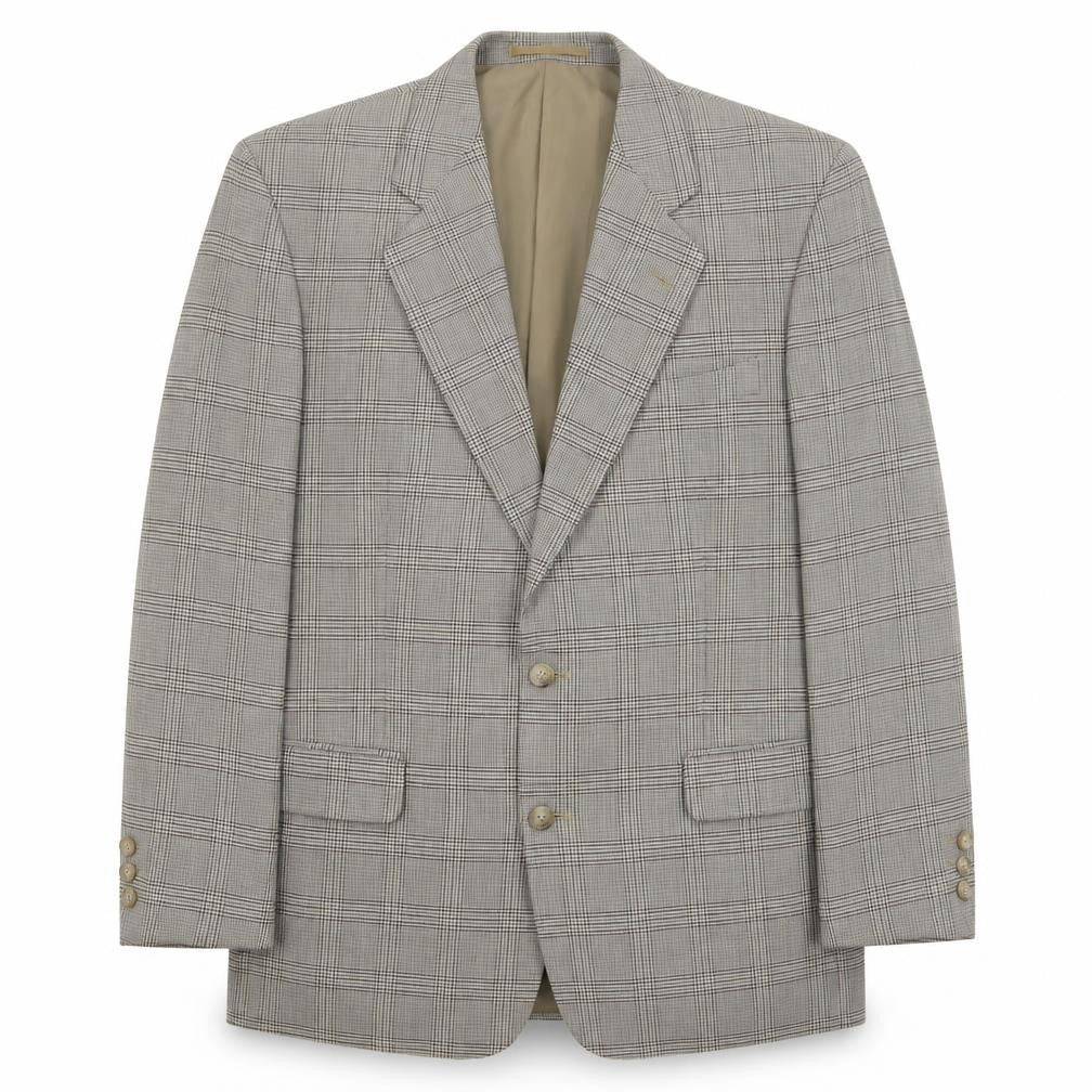 Front view of Westbrook men’s brown plaid polyester jacket suit jacket, size L