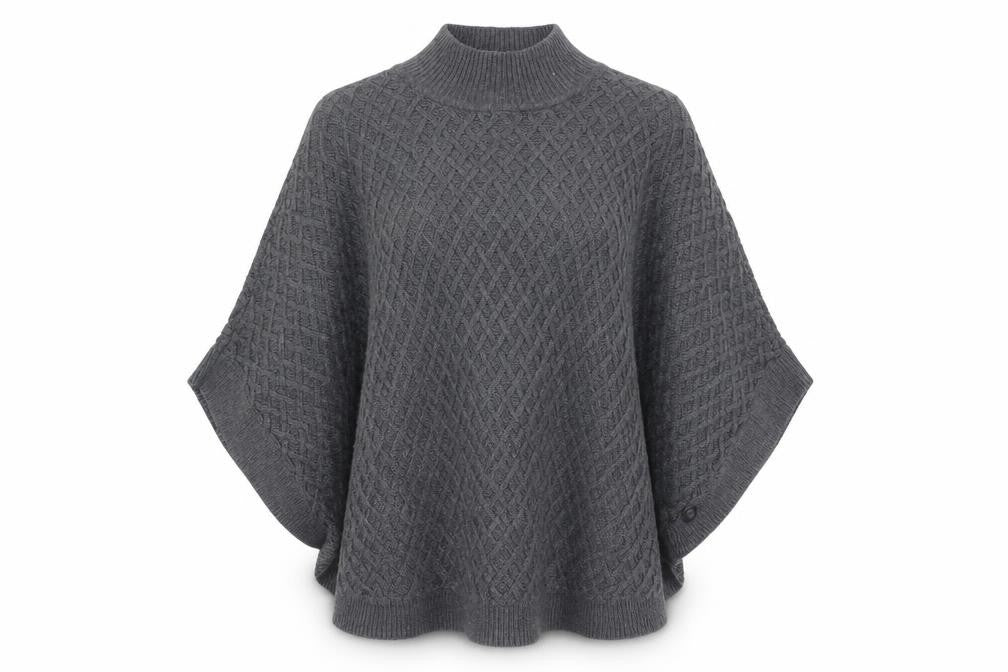 Front view of Ameryllis women’s grey high neck viscose jumper, size M