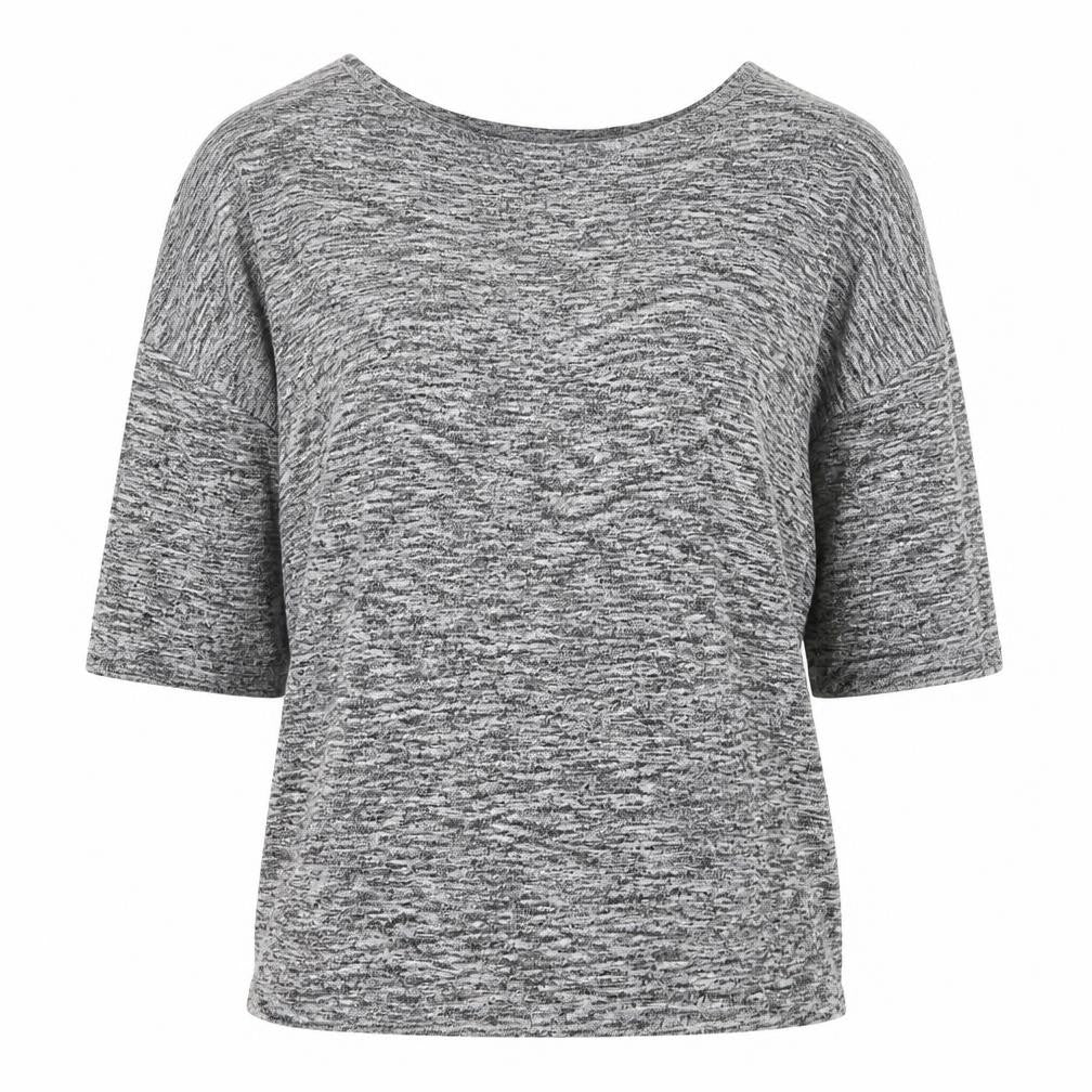 Front view of New Look women’s grey round neck viscose jumper, size S