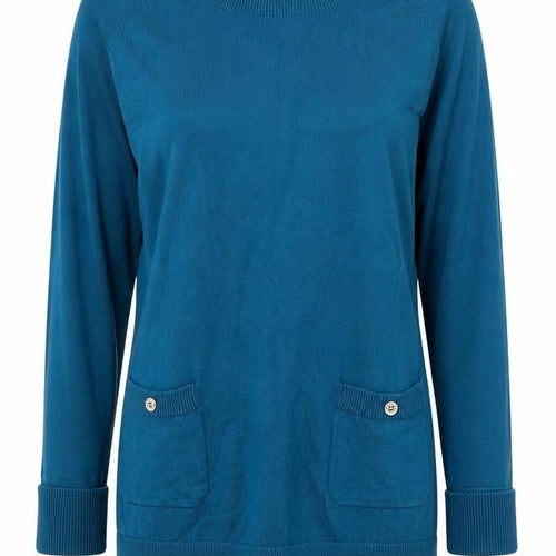 Warehouse Womens Blue  Cotton Jersey T-Shirt Size 6 Round Neck