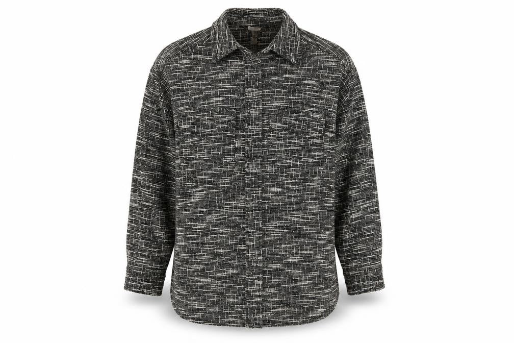 Front view of H&M women’s grey jacket, size S, - shirt jacket