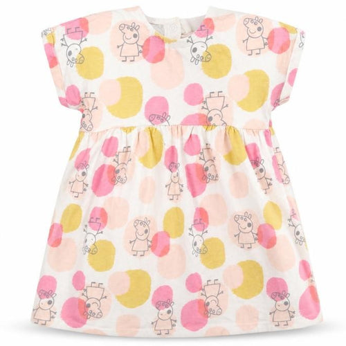 George Girls Multicoloured  100% Cotton Skater Dress  Size 12-18 Months  Round Neck Snap - Peppa pig