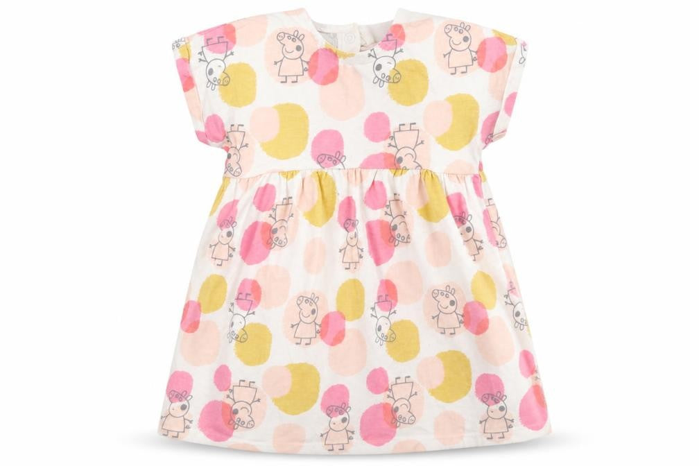 George Girls Multicoloured  100% Cotton Skater Dress  Size 12-18 Months  Round Neck Snap - Peppa pig