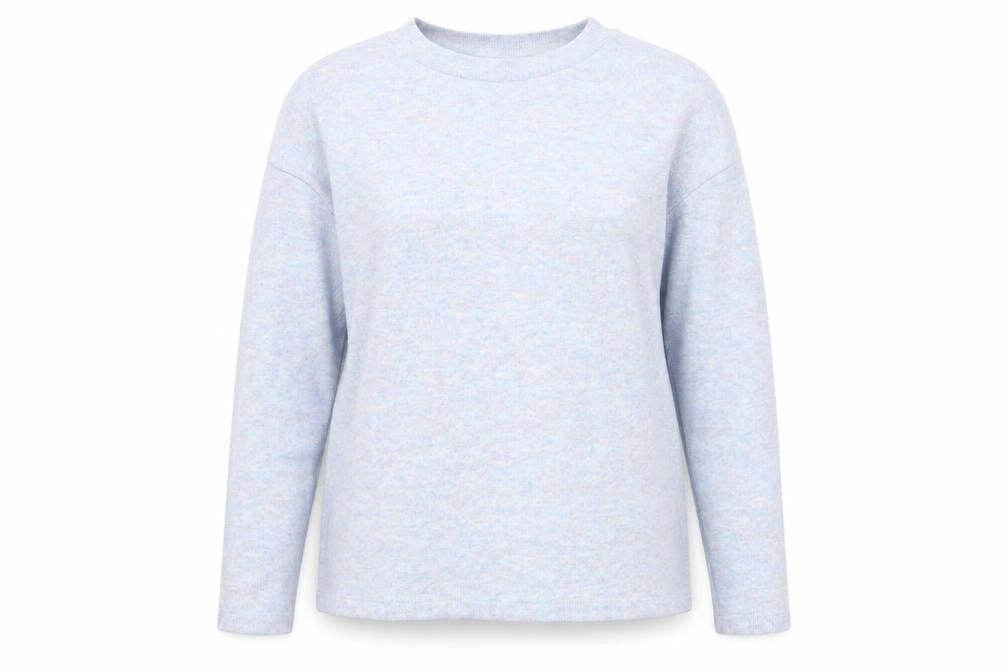 Front view of F&F women’s blue round neck polyester jumper, size UK 10
