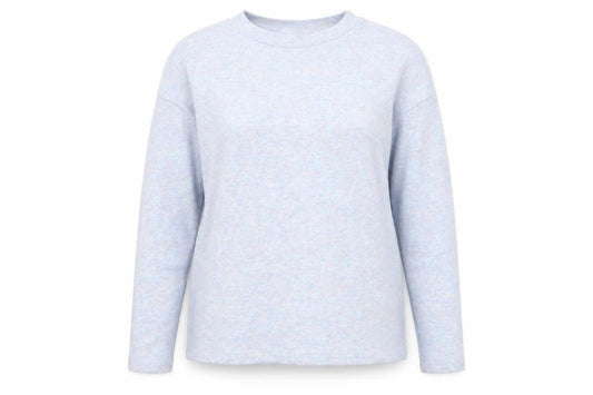 Front view of F&F women’s blue round neck polyester jumper, size UK 10
