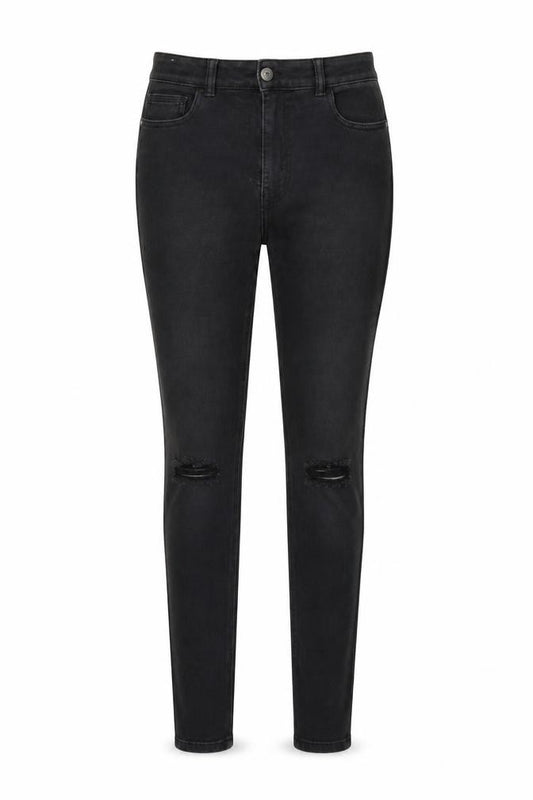 Front view of Next women’s beige cotton skinny jeans, size UK 12, 30-inch leg regular zip