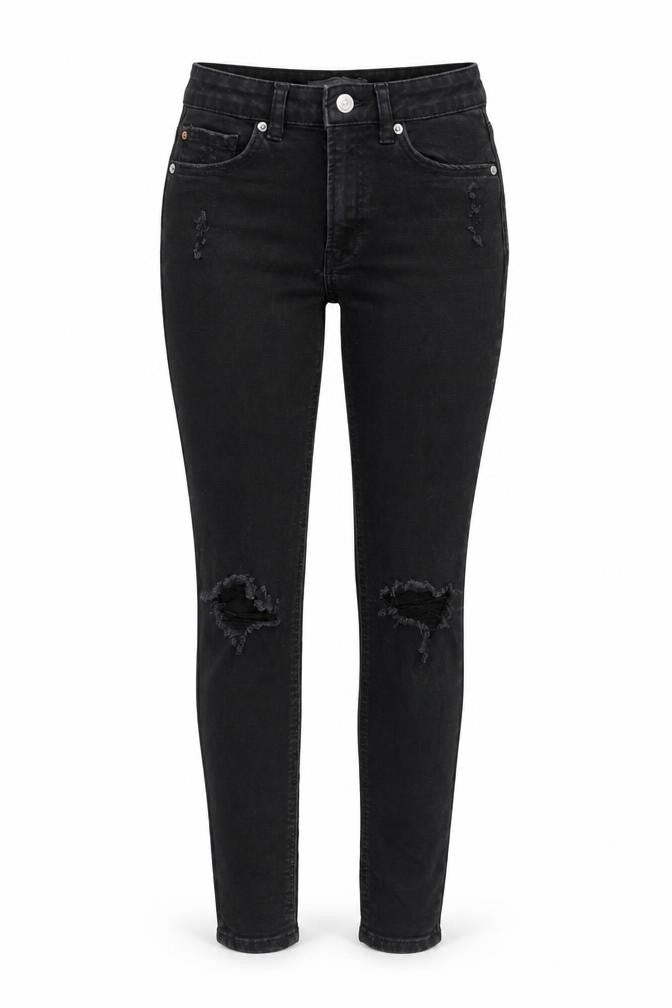 Denim & Co. Womens Black  Cotton Straight Jeans Size 8 L27 in Regular Zip