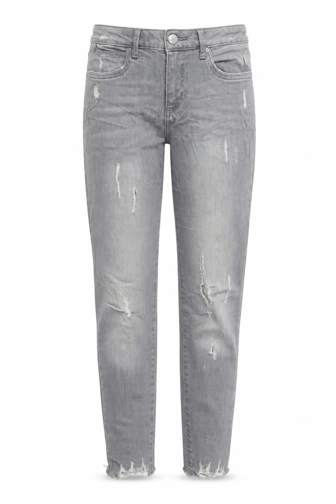 Denim & Co. Womens Grey  Cotton Straight Jeans Size 10 L28 in Regular Zip