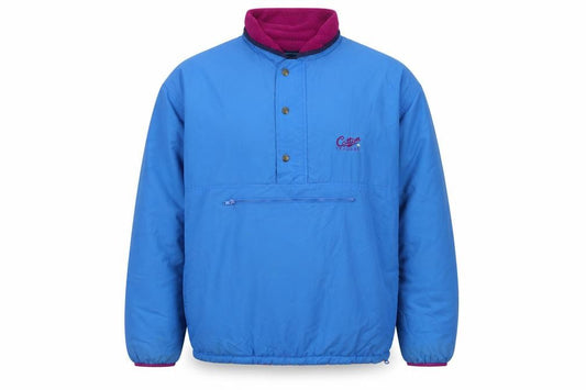 Front view of Cotton Traders women’s blue jacket, size M, - reversable