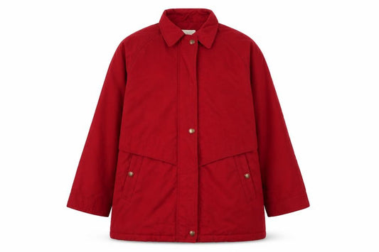 Front view of EWM women’s red jacket, size UK 16, zip