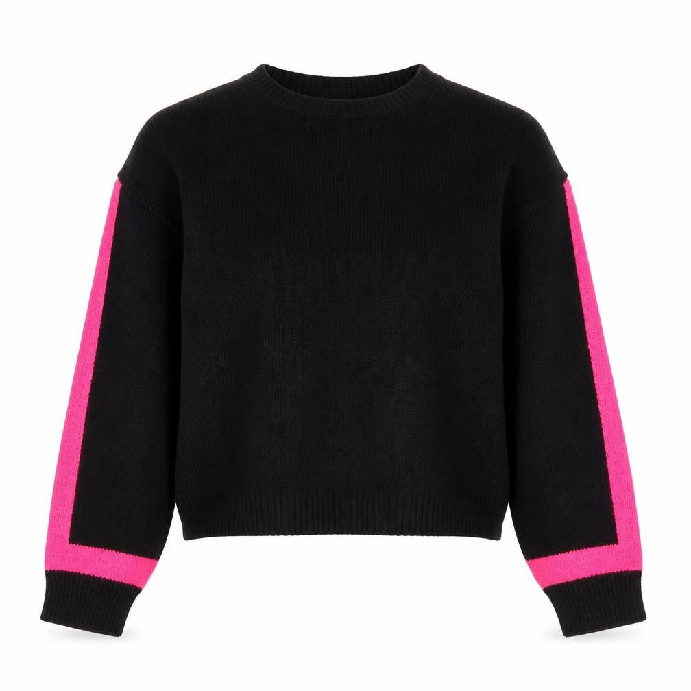 Front view of Primark women’s black round neck acrylic jumper size 2xs