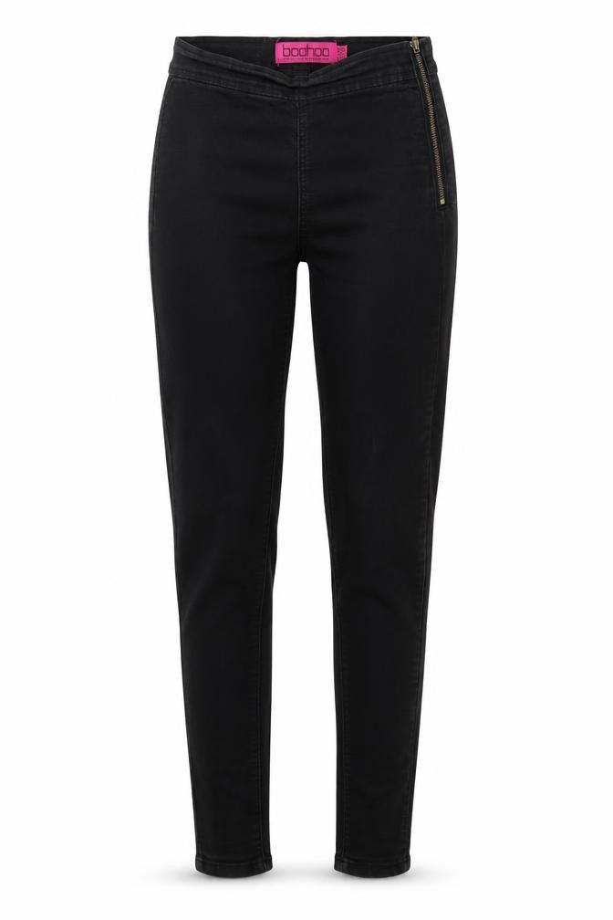 Boohoo Womens Black  Camel Skinny Jeans Size 8 L29 in Regular Zip