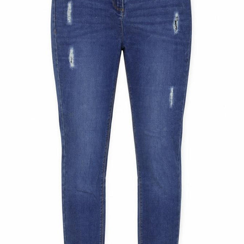 Matalan Womens Blue  Cotton Skinny Jeans Size 10 L28 in Regular Button