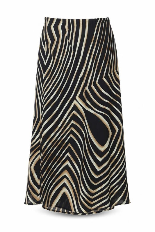 Front view of Classics women’s brown animal print polyester maxi skirt, size UK 36