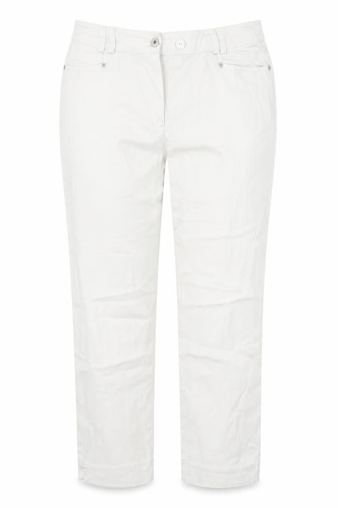 Casual Womens White  Cotton Cropped Jeans Size 34 in L21 in Regular Button