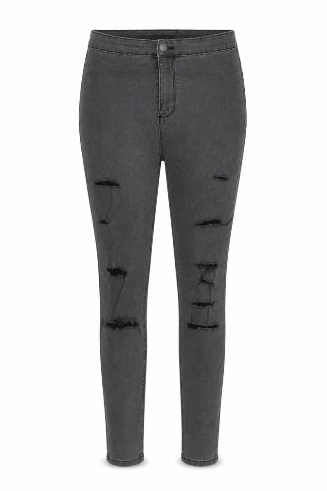 Denim & Co. Womens Grey  Cotton Skinny Jeans Size 12 L28 in Regular Button