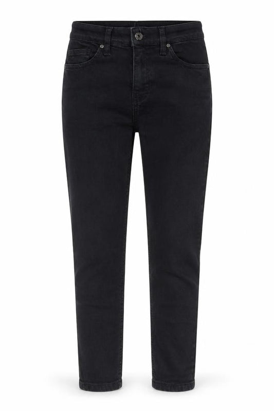 Front view of Topshop women’s black cotton skinny jeans, size UK 24, in, 28-inch leg regular button