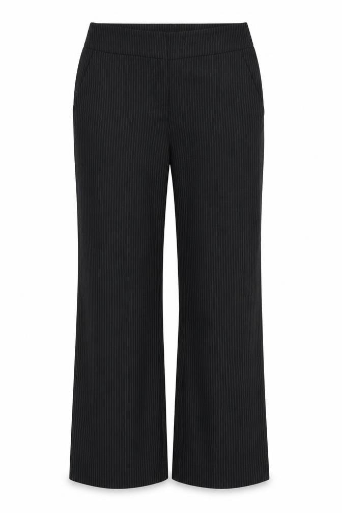 Papaya Womens Black Striped Polyester Trousers  Size 12 L27 in Regular Zip