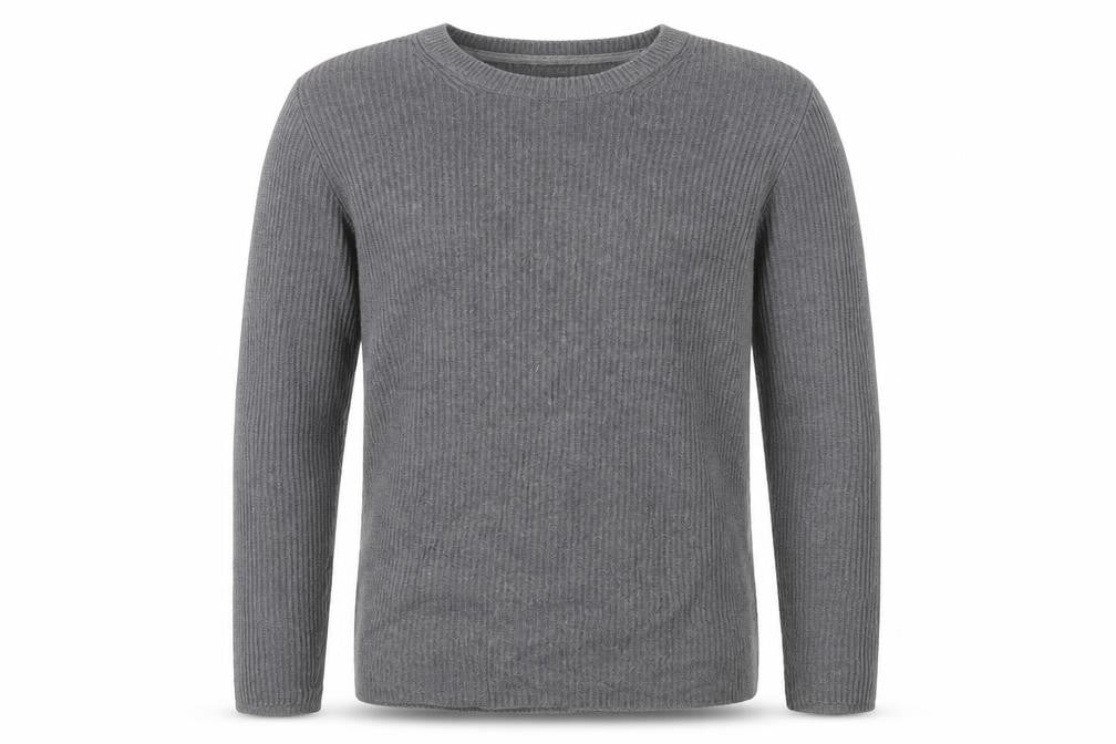 Front view of Gap men’s grey crew neck cotton jumper, size M
