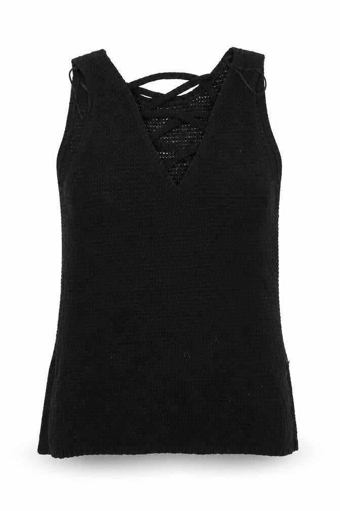 New Look Womens Black V-Neck  Acrylic Vest Jumper Size 8