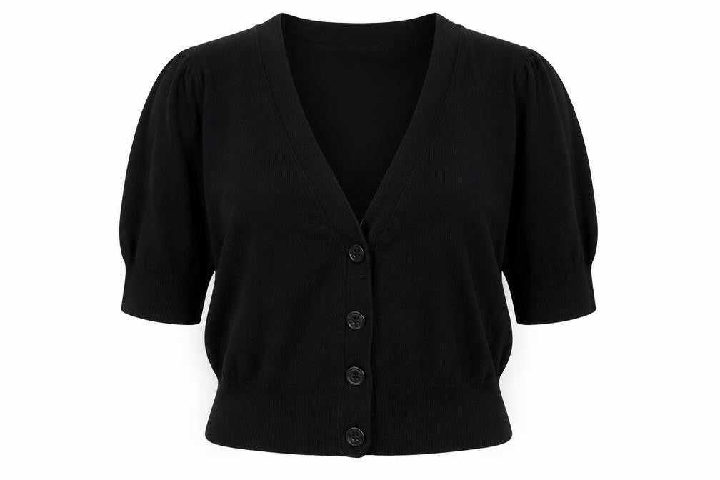 BHS Womens Black V-Neck  Viscose Cardigan Jumper Size 10