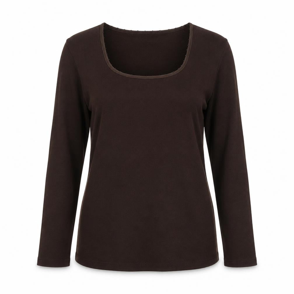 IZ Womens Brown Square Neck  Polyester Pullover Jumper Size S