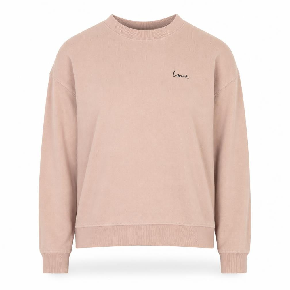 Front view of H&M women’s pink cotton pullover sweatshirt, size S, pullover