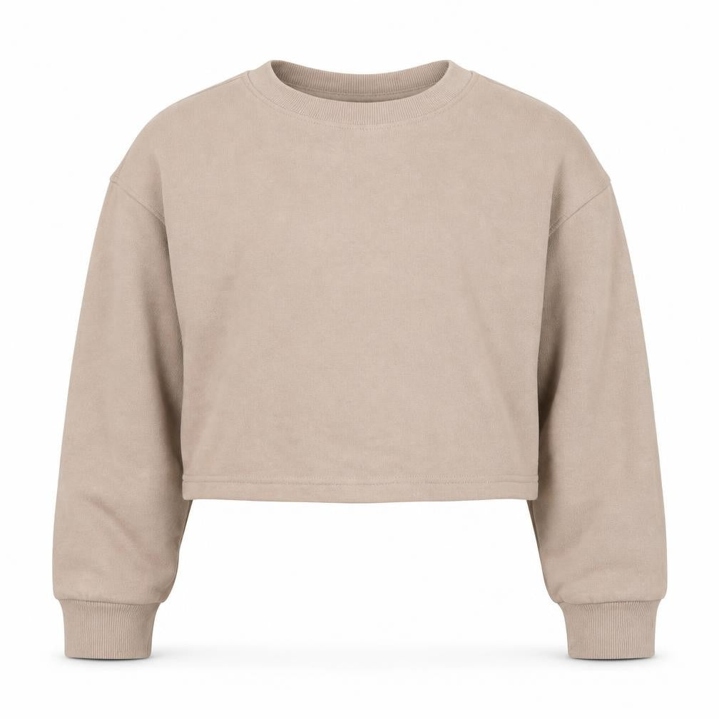 Front view of New Look girls’ beige cotton pullover sweatshirt, size 10-11, years pullover