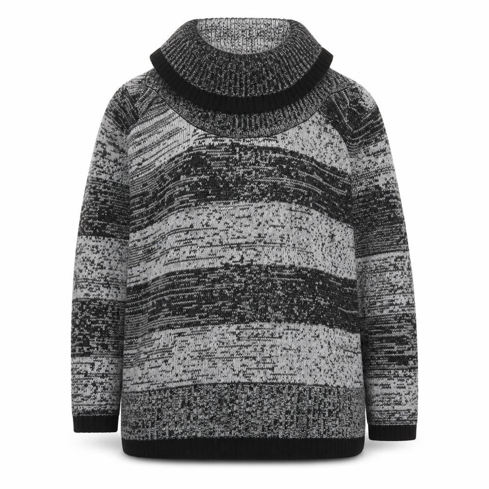 Front view of Bonmarché women’s grey roll neck acrylic jumper, size L