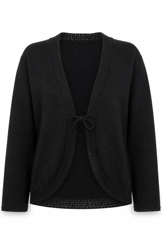 Jenifer Womens Black V-Neck  Acrylic Cardigan Jumper Size M