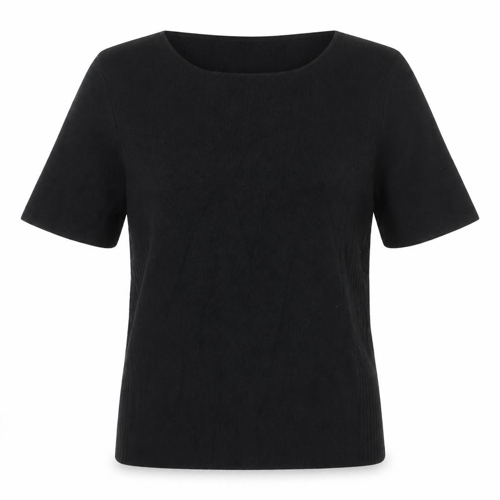 Front view of Journal women’s black scoop neck viscose jumper, size UK 14
