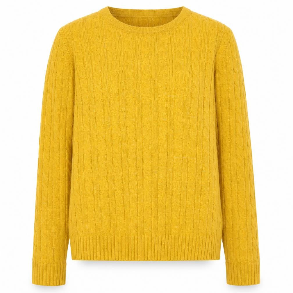 Front view of Chemistry women’s yellow round neck polyester jumper, size S